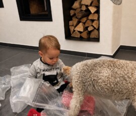 Kiwi und Vincent beim auspacken